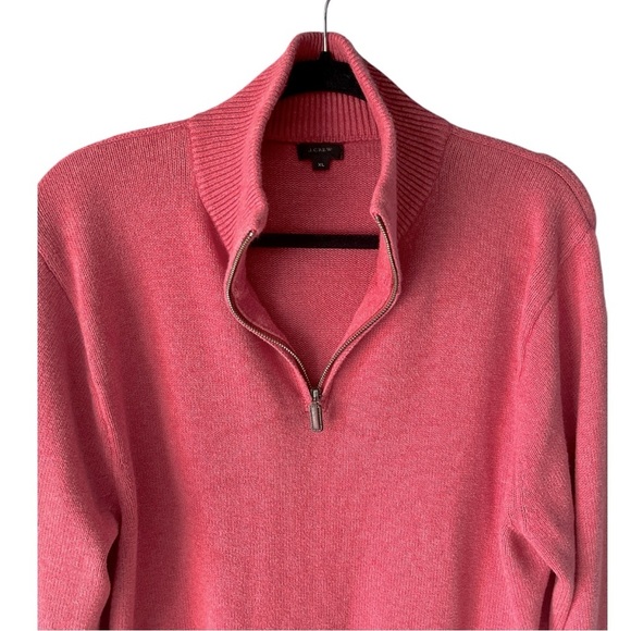J. Crew Cotton Cashmere Blend Polo Zip Mock Neck Sweater Muted Salmon Pink XL - Picture 3 of 7